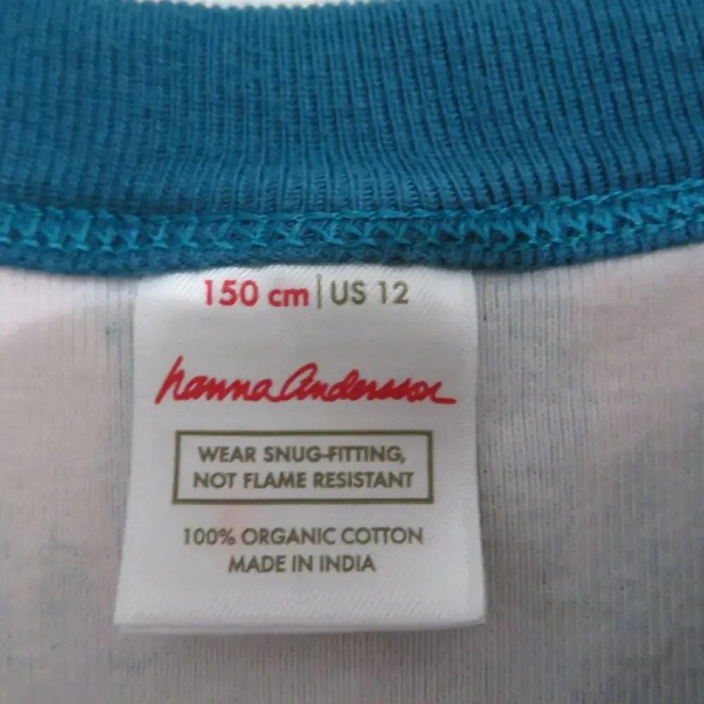 Hanna Andersson Sz 12 Teal Unicorn Kids Pajama Set Organic Cotton
